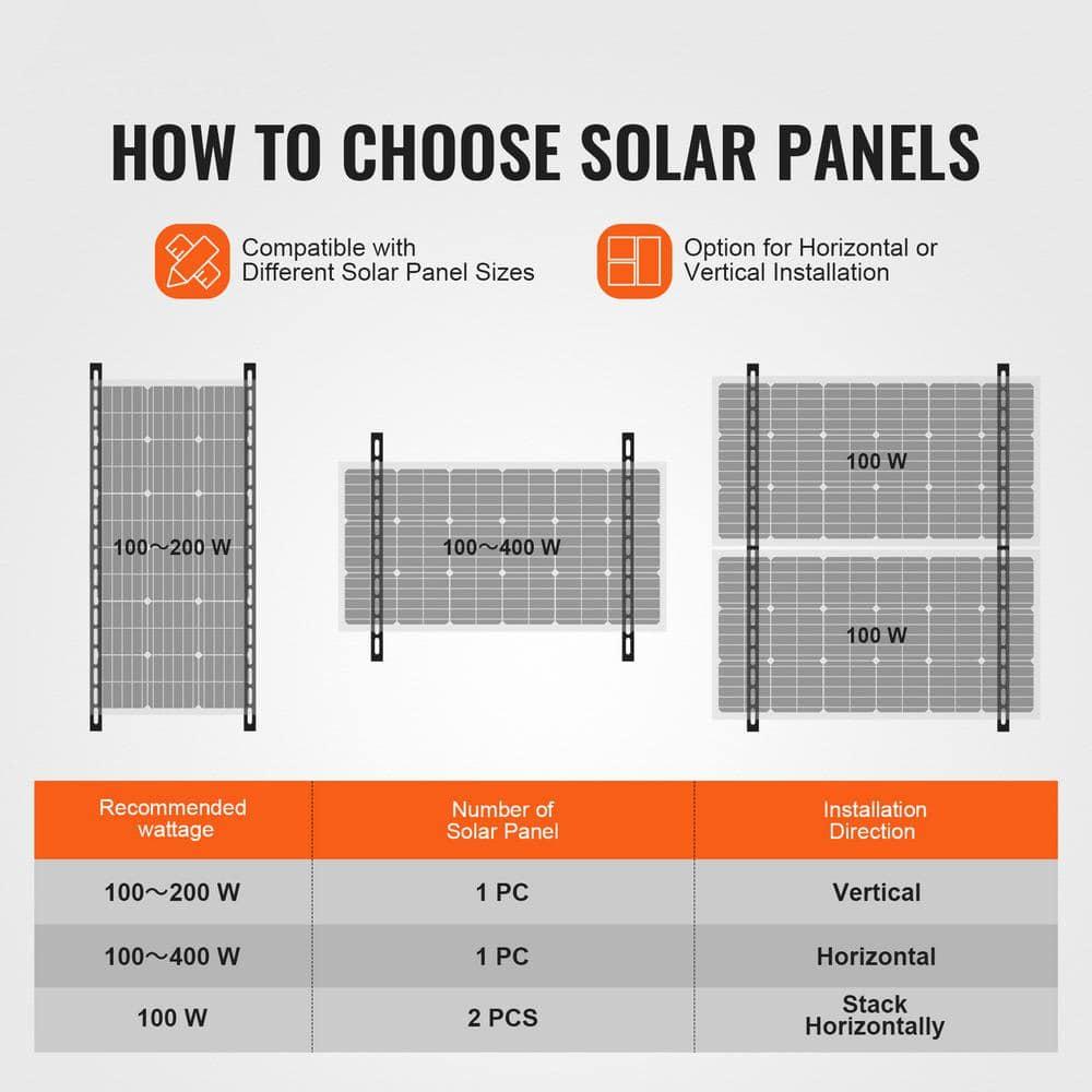 KFFKFF 45-Inch Solar Panel Mount Brackets, Adjustable 0-90° Tilt, Suitable for 100-550W Panels, Aluminum Construction with Foldable Legs for RVs, Roofs, Boats, Off-Grid Applications