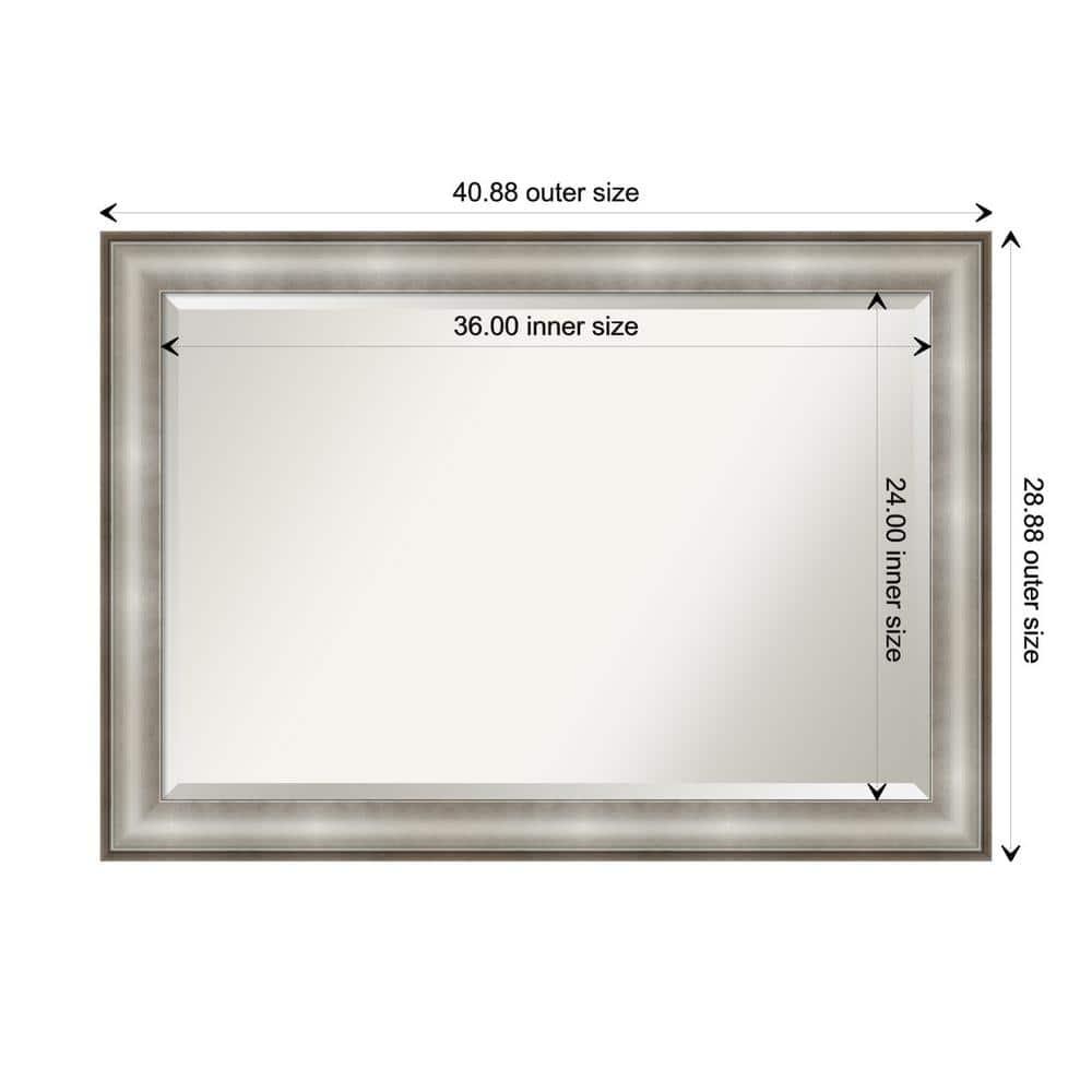 Amanti Art Beveled Bathroom Wall Mirror - Imperial Frame Imperial Silver Outer Size: 41 x 29 in Silver