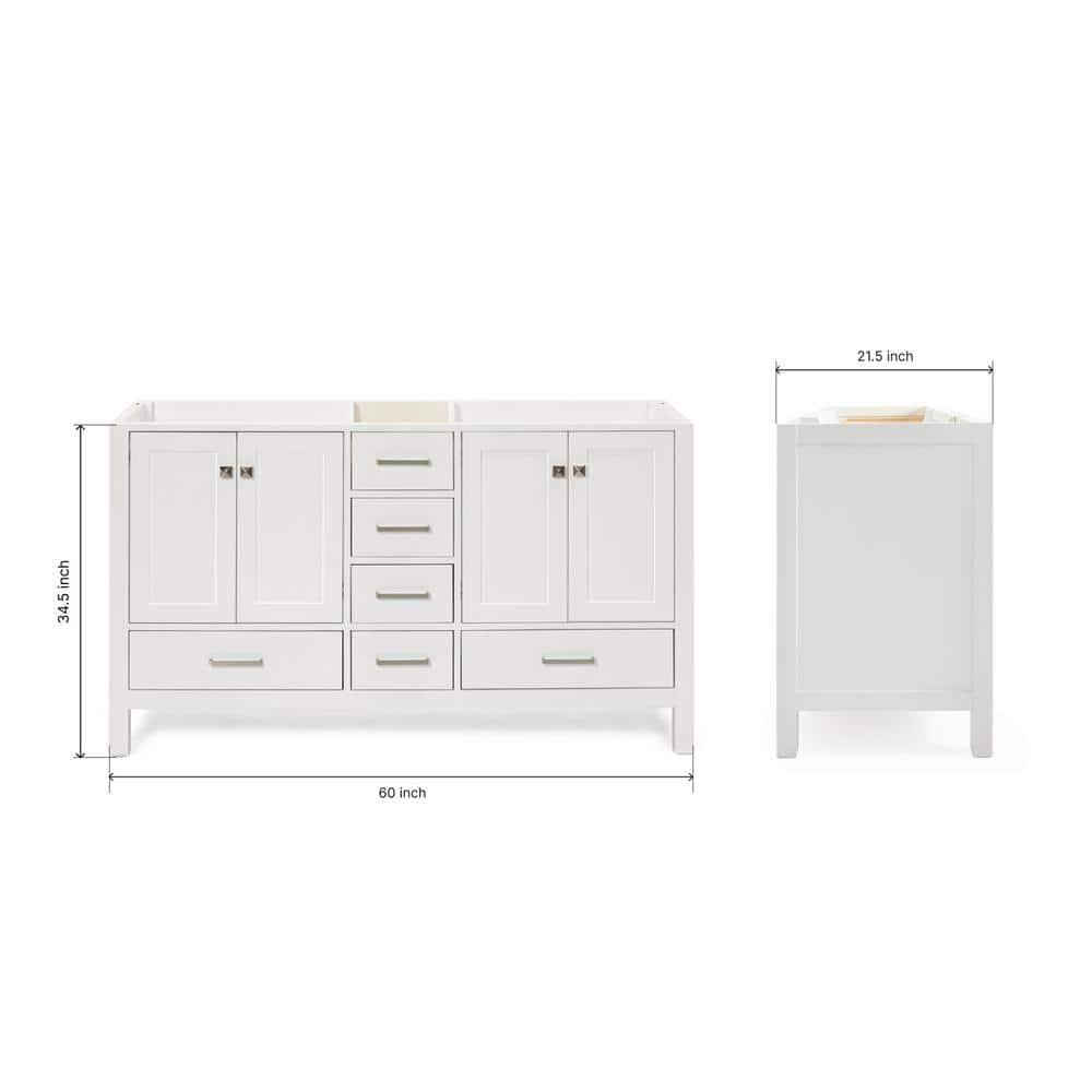 Ariel A061d-Bc Cambridge 60" Double Free Standing Vanity Cabinet Only - White