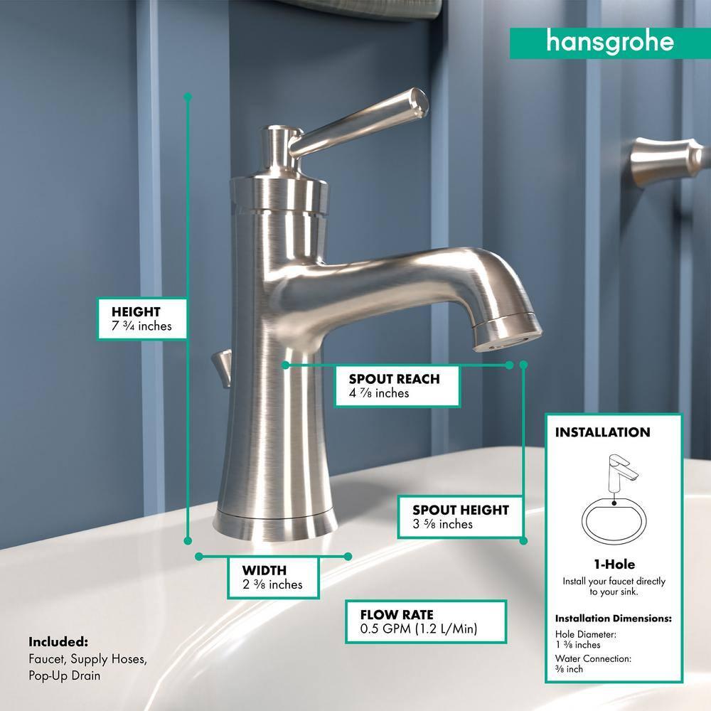 Joleena Single-Hole Faucet 100 with Pop-Up Drain, 0.5 GPM