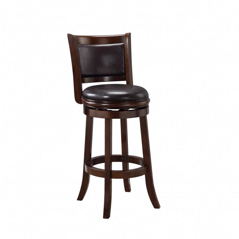 29" Augusta Swivel Barstool Brown - Boraam Industries: Contoured Back, Rubberwood Legs, 300 lbs Capacity