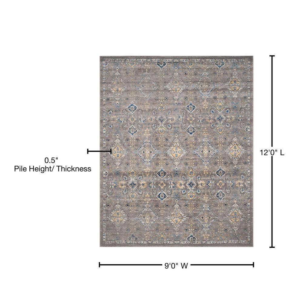 Evoke EVK224 Power Loomed Area Rug - Dark Grey/Yellow - 8'9"x11'9" - Safavieh.