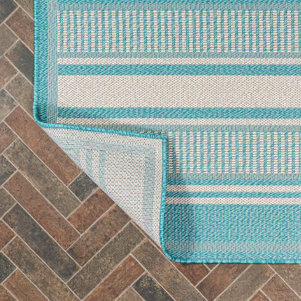 3' x 5' Haynes Modern Double Stripe Indoor/Outdoor Area Rug, Aqua/Beige - JONATHAN Y