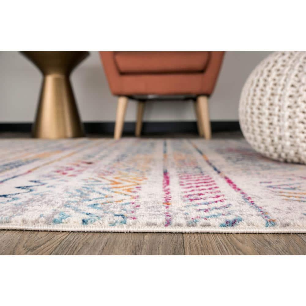 World Rug Gallery Geometric Distressed Bohemian Multicolored 2' x 7' Runner Rug