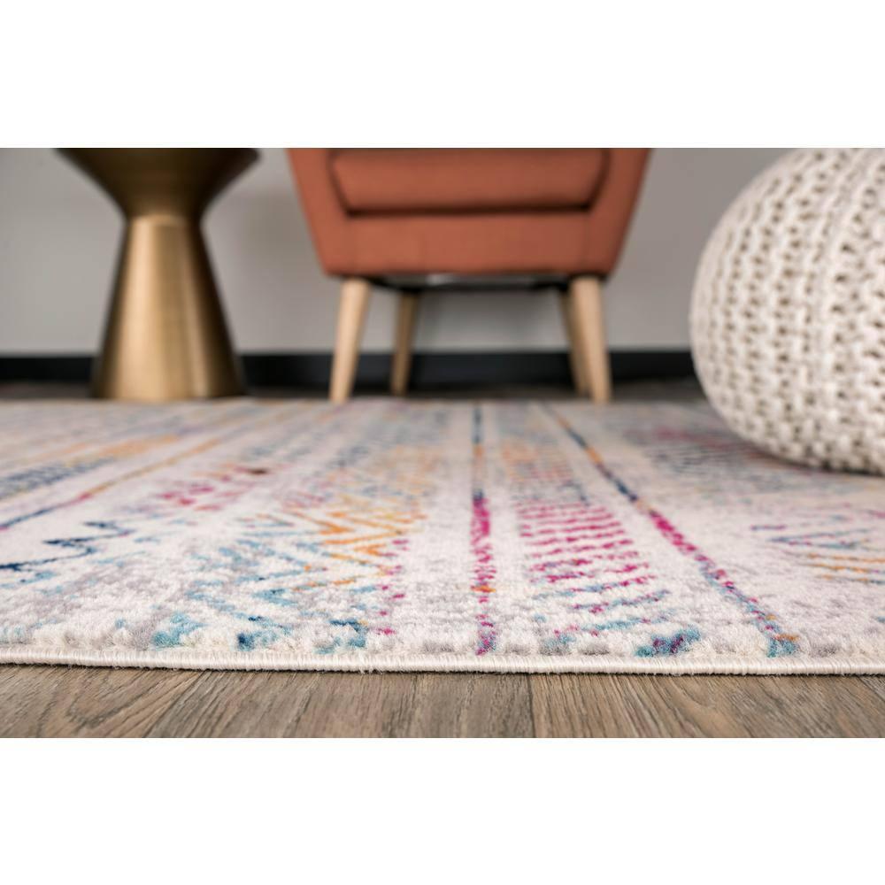 World Rug Gallery Geometric Distressed Bohemian Multicolored 5'x7' Area Rug