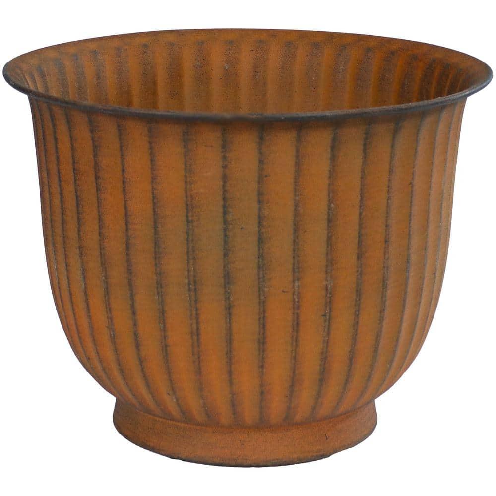 Sunnydaze Carlotta Metal Planter - 14.75 in - Matte Brown - Set of 2