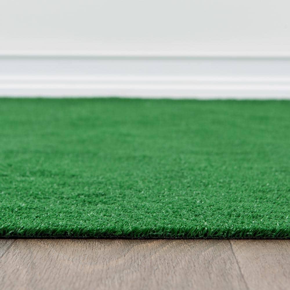 World Rug Gallery Artificial Turf Solid Grass Indoor Outdoor Area Rug - GREEN 5'x7'