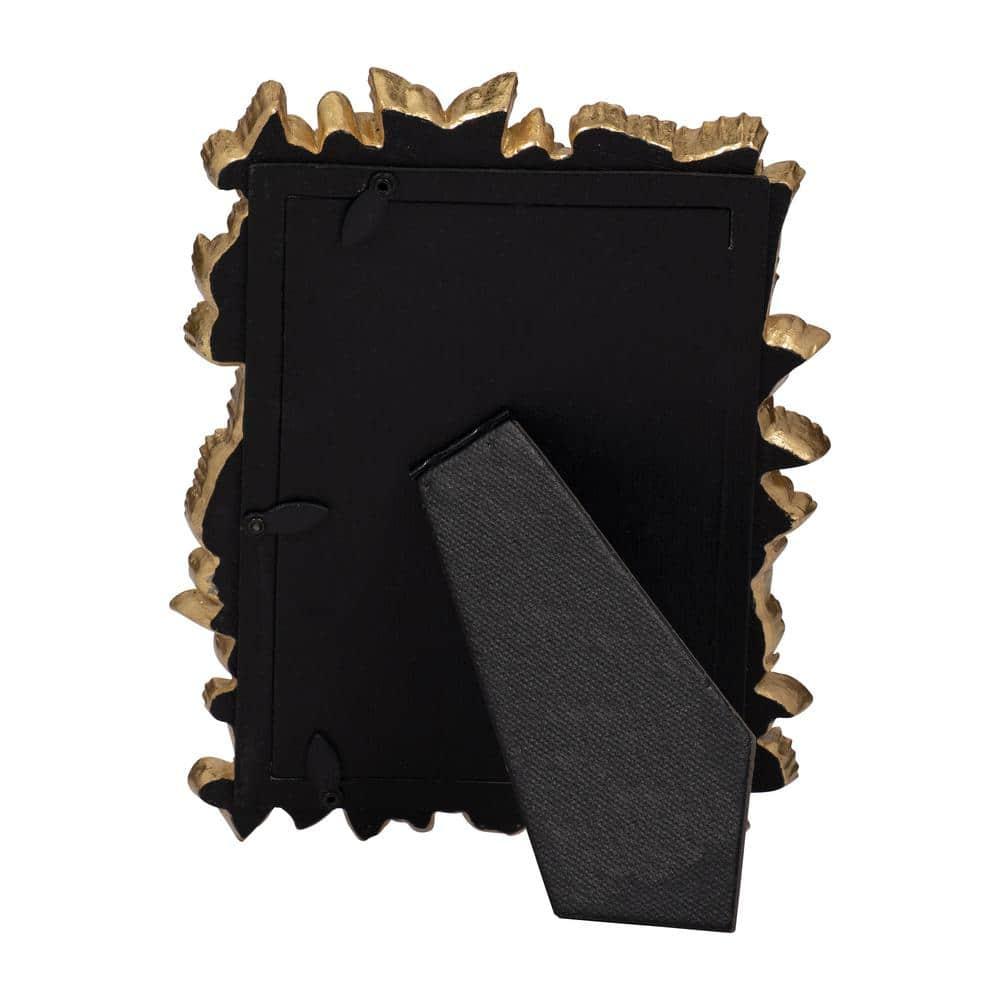 Sagebrook Home Vintage Inspired 4x6 Gold Polyresin and Glass Photo Frame with Butterflies Decor