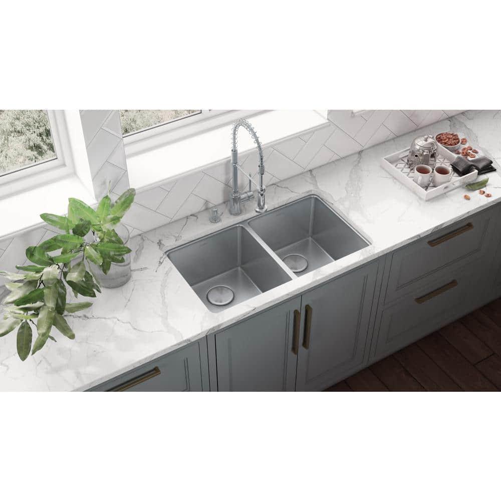 Ruvati RVM5077 Ruvati 28-inch Undermount Kitchen Sink 50/50 Double Bowl 16 Gauge Stainless Steel