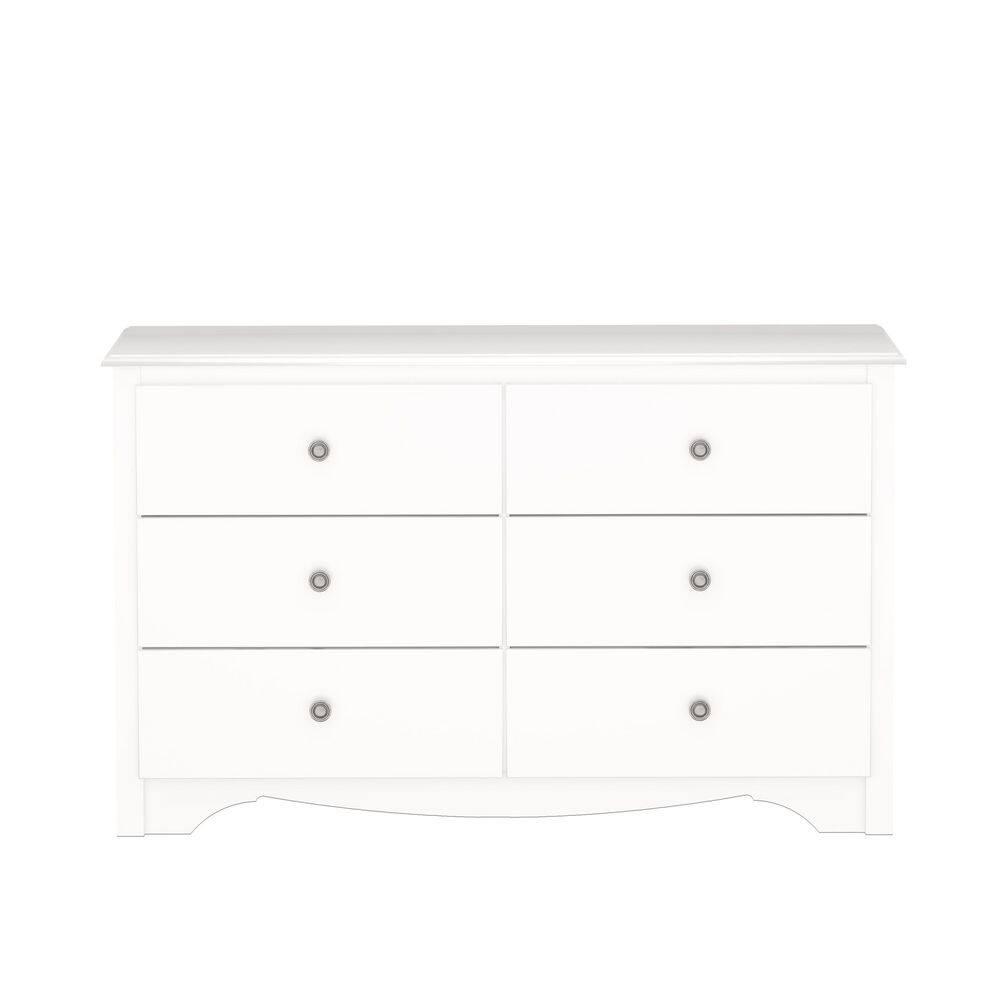 Prepac Monterey Dresser White: 6-Drawer Storage, Wood Composite, Bedroom Furniture, 29"H x 48"W
