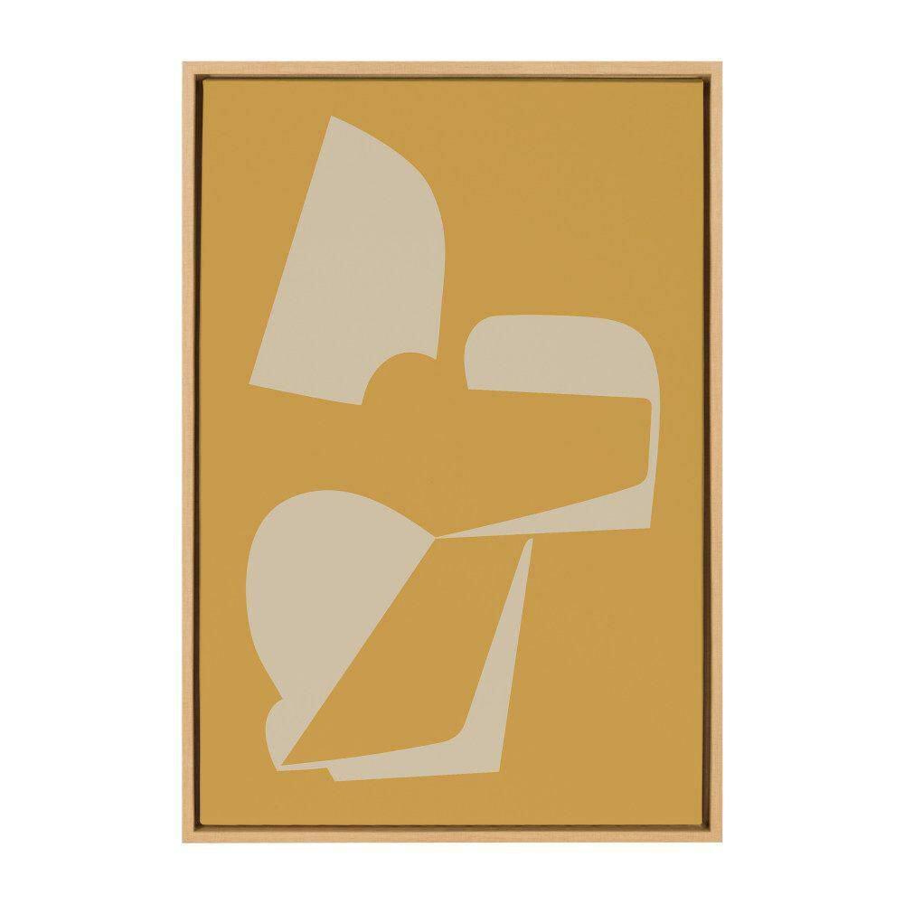 Kate and Laurel Sylvie Eye Catching Sleek Abstract 3 Yellow and Tan Framed Canvas Wall Art by The Creative Bunch Studio, 23x33 Natural, Modern Contemporary Art for Wall