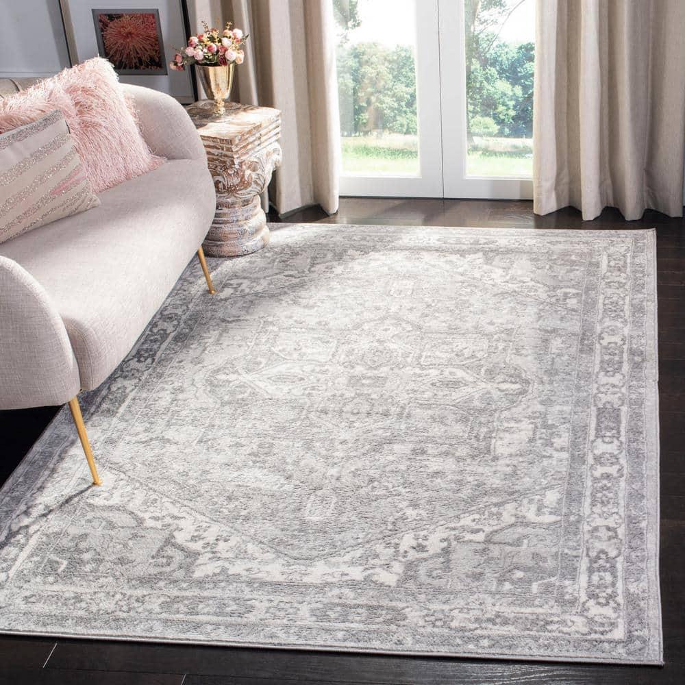 Brentwood BNT852 Power Loomed Indoor Area Rug - Cream/Grey - 4'x6' - Safavieh
