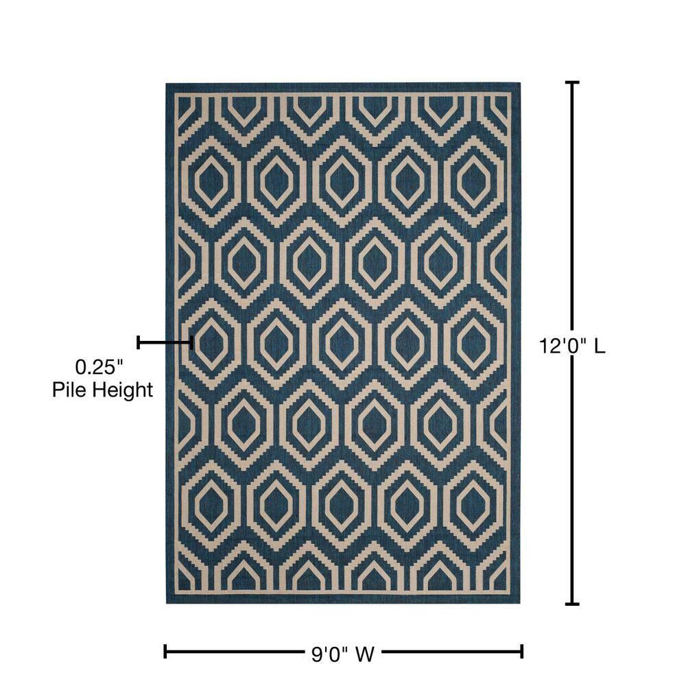 Courtyard CY6902 Power Loomed Indoor and Outdoor Area Rug - Navy/Beige - 9'x12' - Safavieh