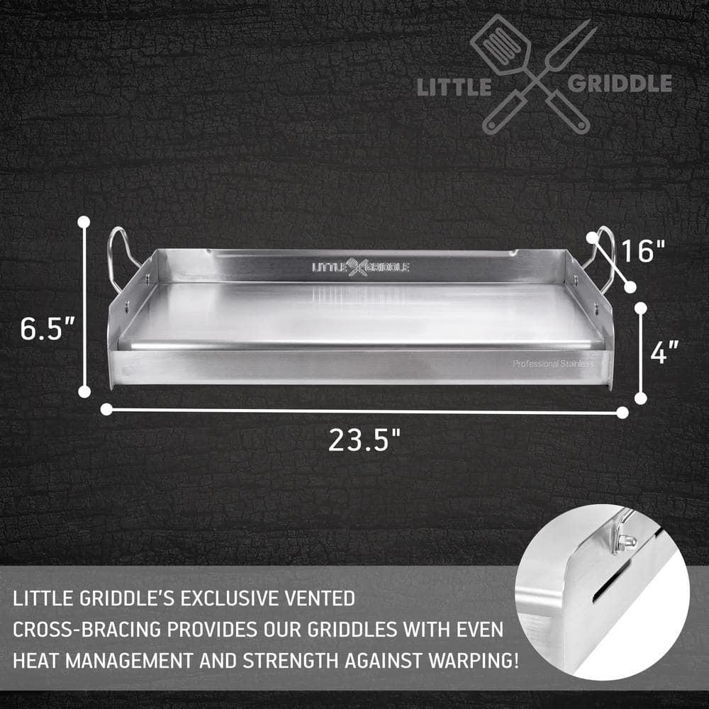 Little Griddle GQ230 25" X 16" Professional Series Full Size Stainless Steel BBQ Griddle