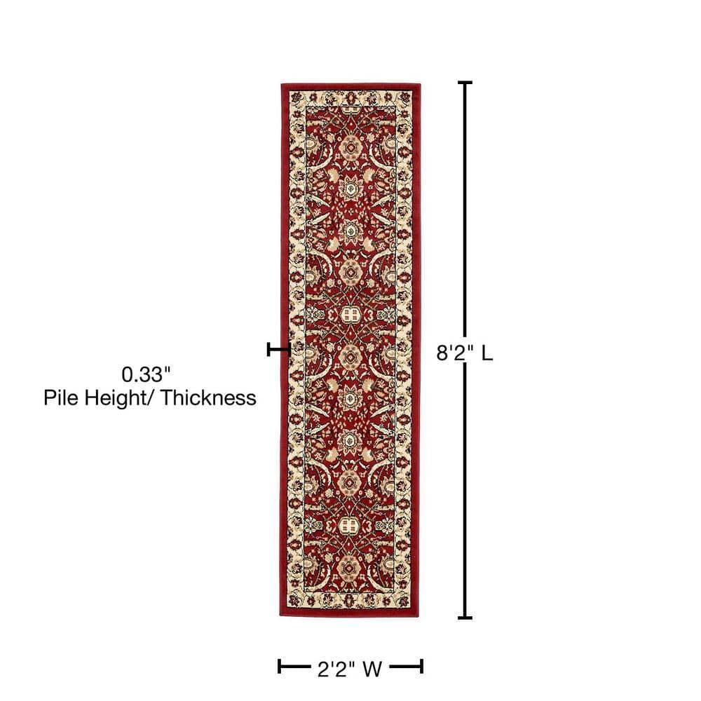 Unique Loom 2' 0 x 8' 2 Runner Red Espahan Cape Cod Area Rug