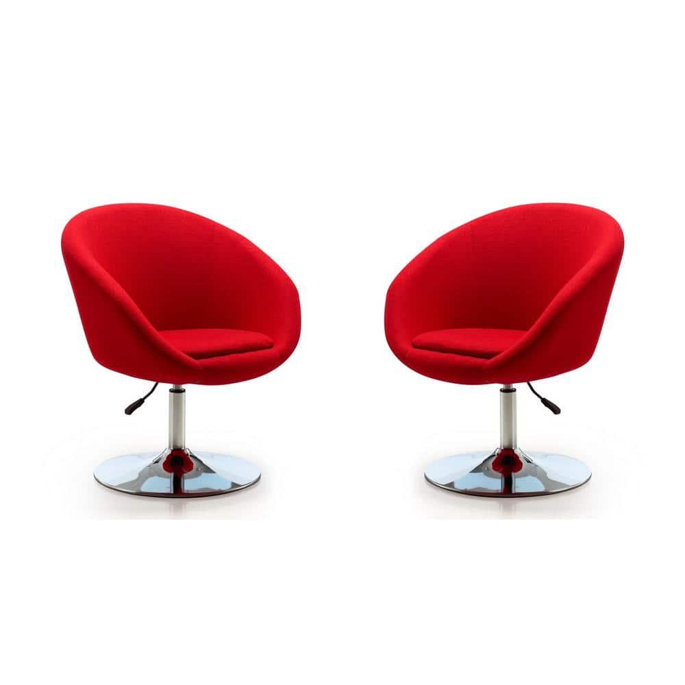 Set of 2 Hopper Wool Blend Adjustable Height Chairs Red - Manhattan Comfort