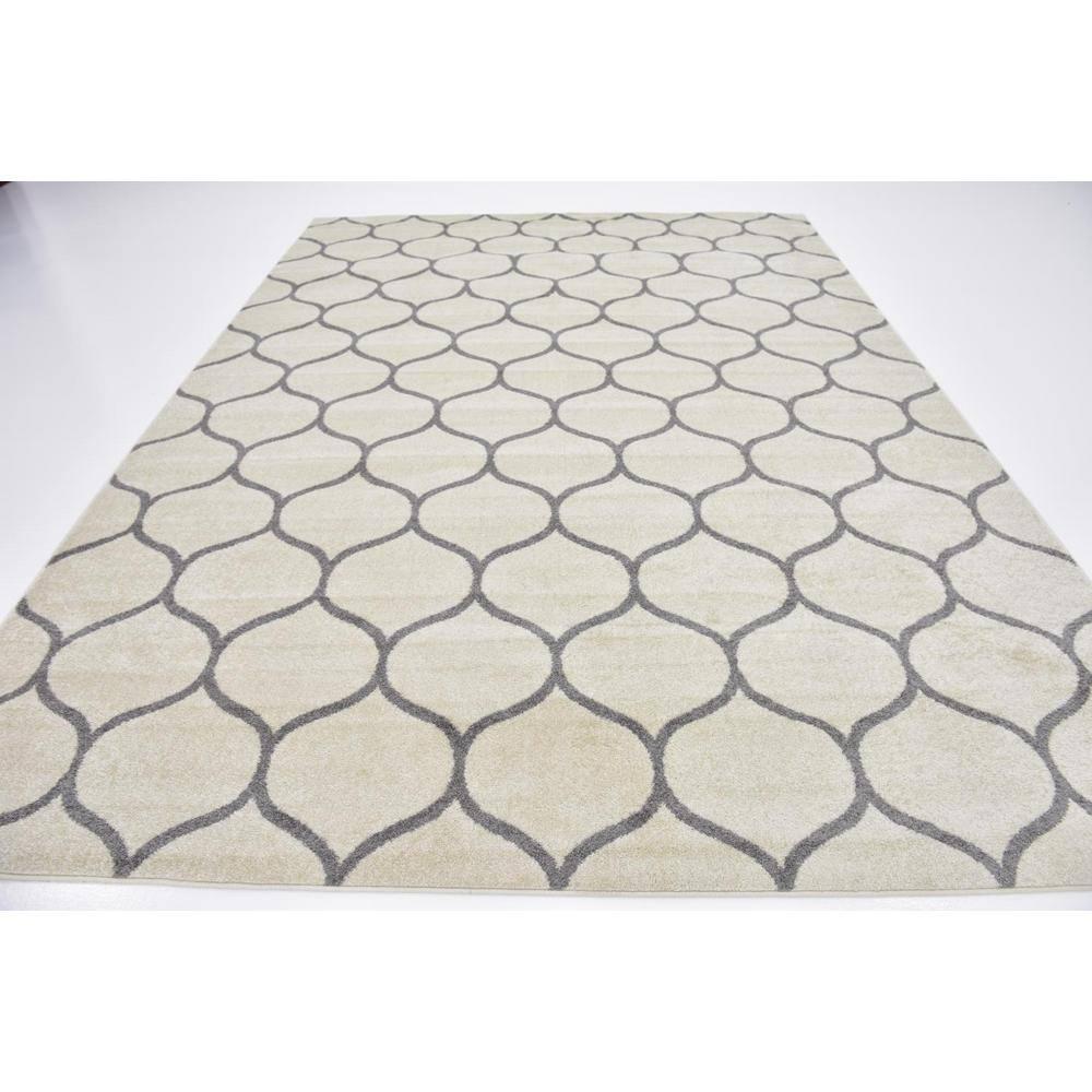Unique Loom 9' 0 x 12' 0 Trellis Frieze Rounded Ivory Area Rug