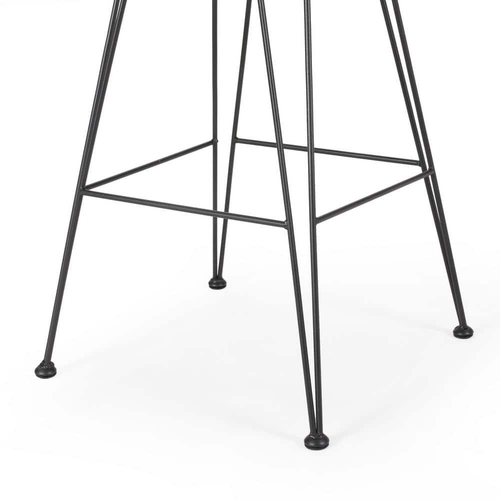 Baylor Outdoor Wicker Barstools with Cushions, Set of 2, Light Brown and Beige