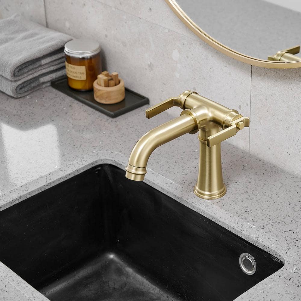 BWE Double Handle Industrial Style Bathroom Faucet Lavatory Mixer Tap Commercial Vanity