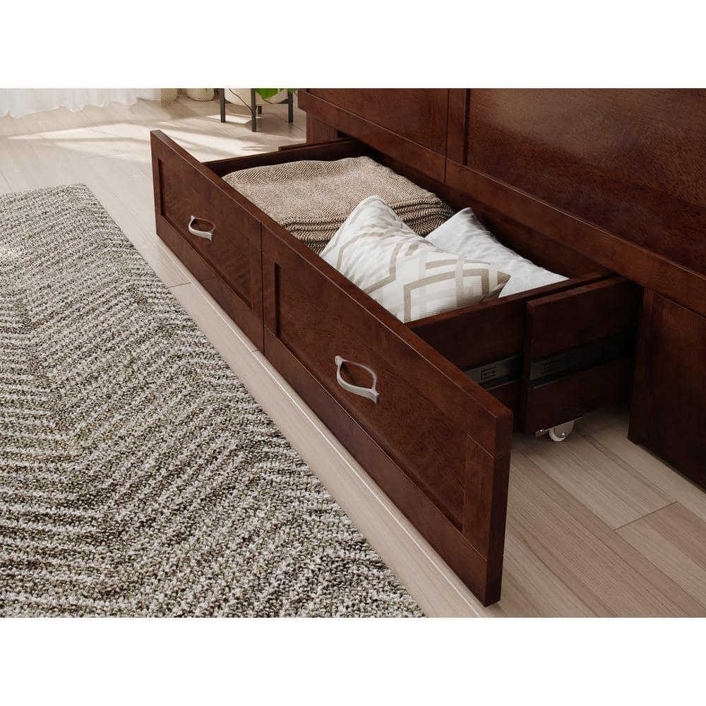 AFI Hamilton Full Solid Wood Murphy Bed Chest with Built-In Charger in Walnut