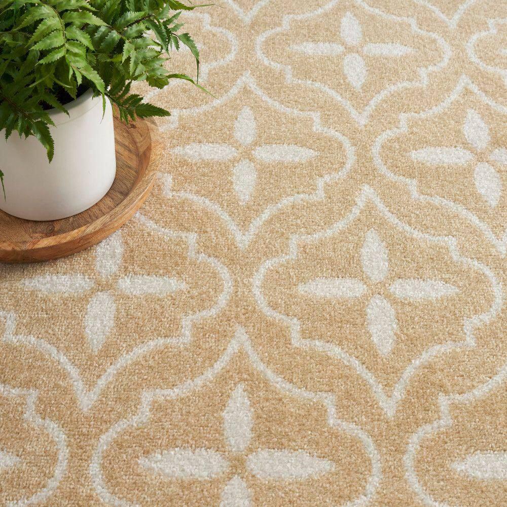 Nourison Essentials Moroccan Modern Indoor Outdoor Rug Beige Ivory 4' x 6'