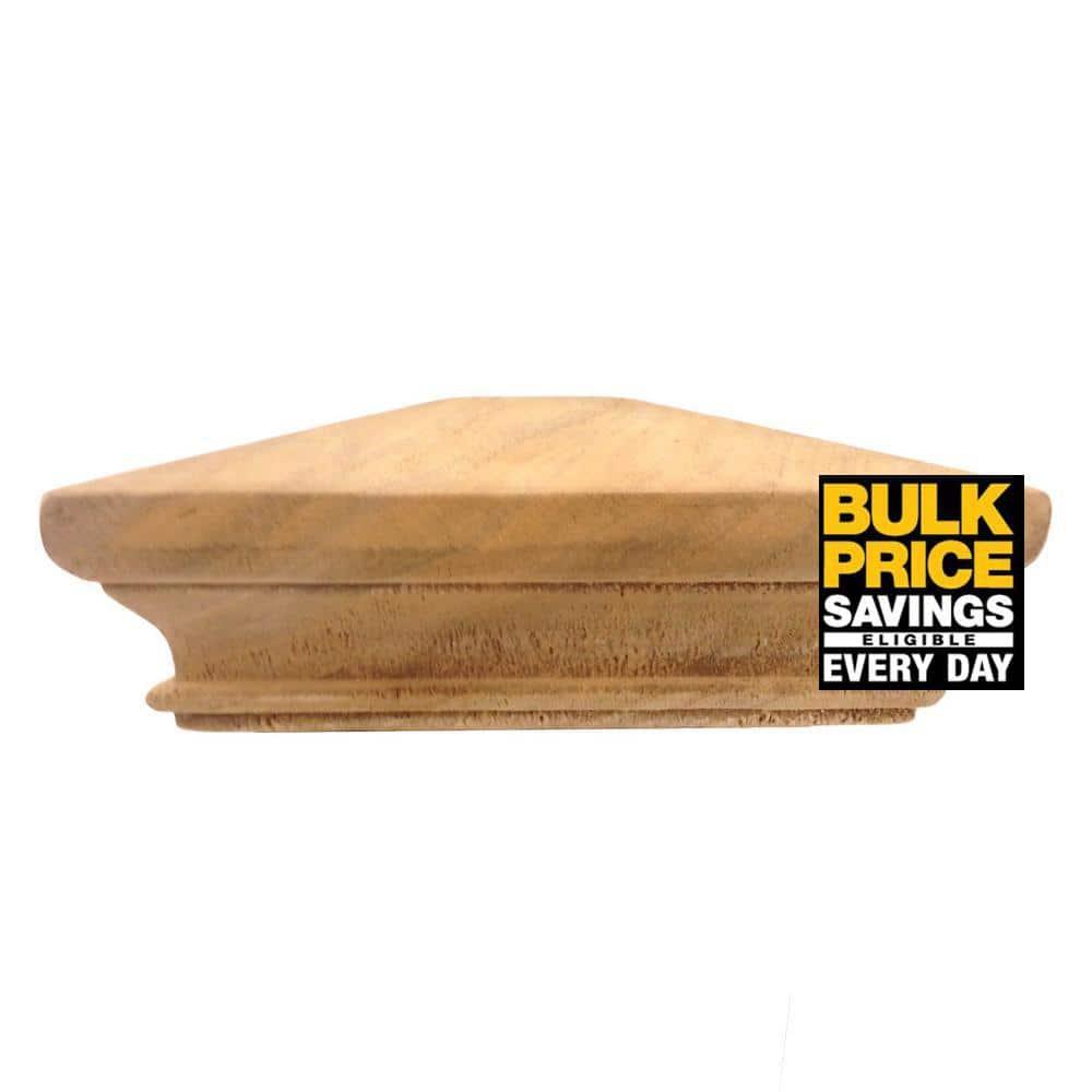 4x4 Traditional Wood Pyramid Post Cap by Captiva - One-Piece Miterless - 3/8" Extended Lip - (3-1/2" x 3-1/2")