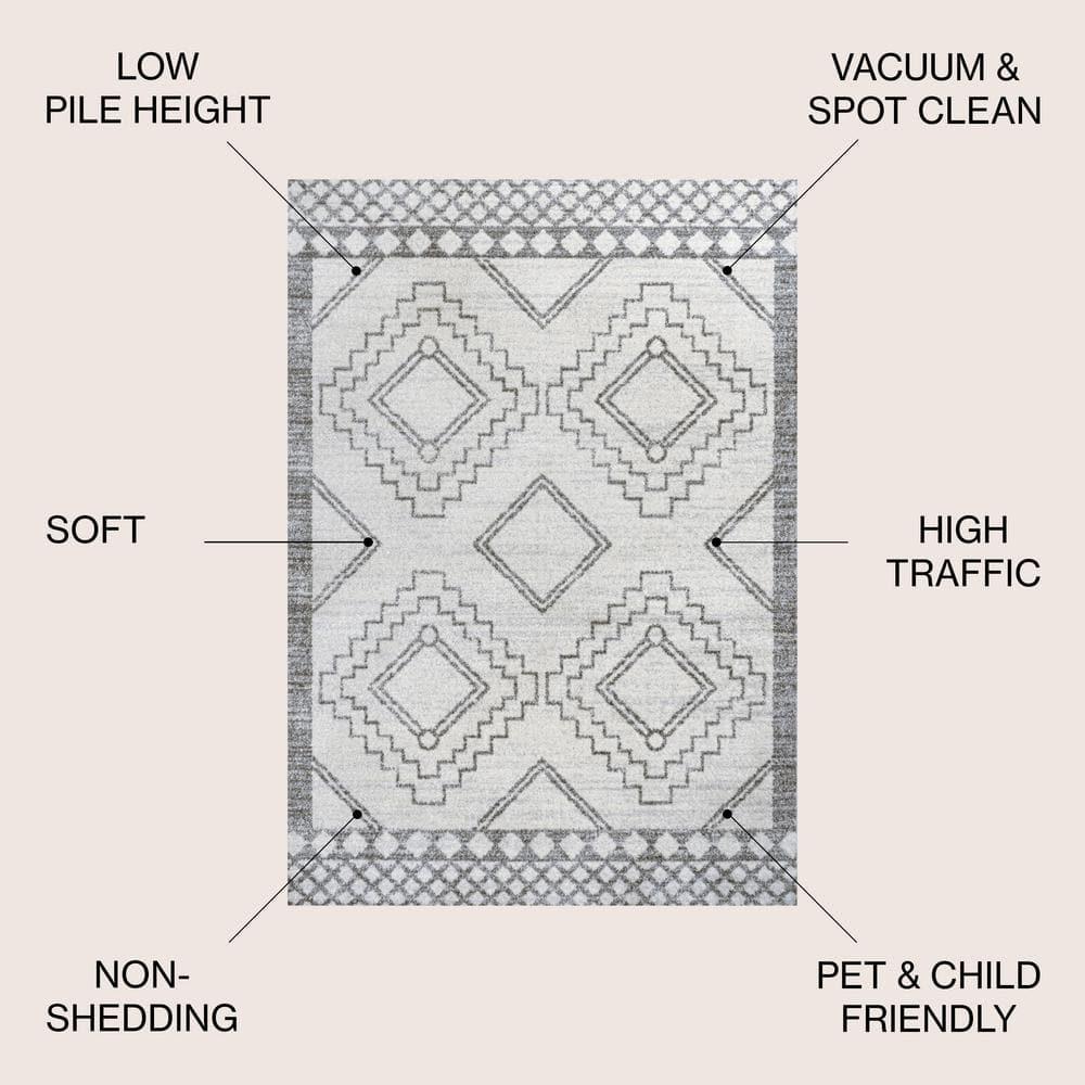 JONATHAN Y Amir Moroccan Beni Souk Cream/Gray 8 ft. x 10 ft. Area Rug