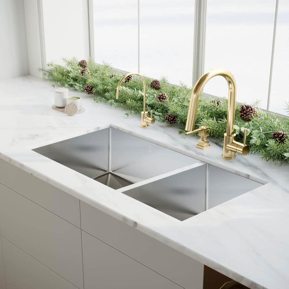 ZLINE SR60D-33 ZLINE 33 in. Chamonix Undermount Double Bowl Stainless Steel Kitchen Sink W/ Bottom Grid (SR60D-33)