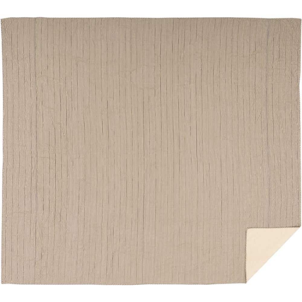 VHC Brands Sawyer Mill Ticking Stripe Quilt, California King 130x115, Charcoal Grey