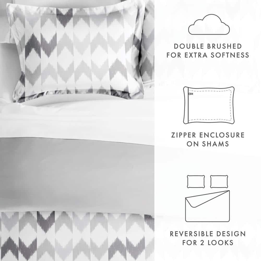 IEnjoy Home Reversible Chevron Pattern 3-Piece Duvet Cover Set
