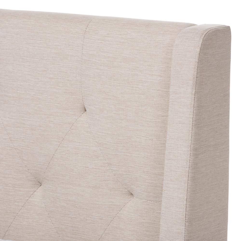Baxton Studio Queen Adelaide Retro Modern Fabric Upholstered Platform Bed Light Beige: No Box Spring Needed, Polyester Fill