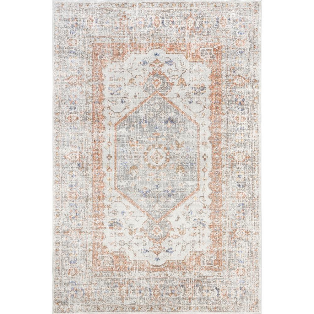 Nuloom Jacquie Medallion 7x9 Indoor Area Rug for Living Room Bedroom Dining Room Kitchen, Silver/Ivory