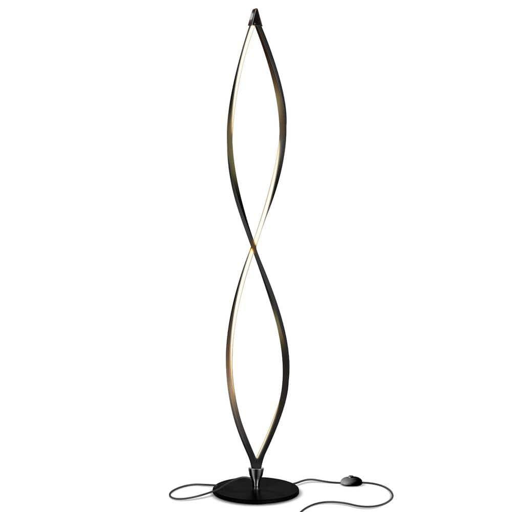 Brightech Twist 43 in. Industrial 2-Light LED Energy Efficient Floor Lamp with Built-In 3-Way Dimmer