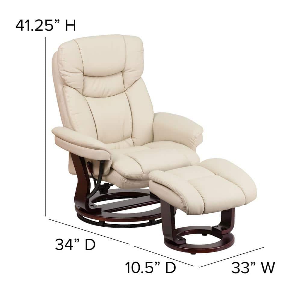 Flash Furniture Recliner Chair with Ottoman | Beige LeatherSoft Swivel Recliner Chair with Ottoman Footrest