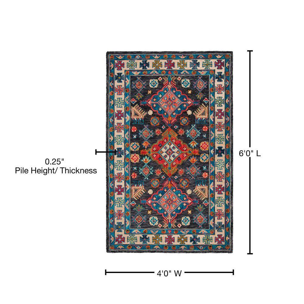 Aspen APN521 Hand Tufted Indoor Area Rug - Charcoal/Blue - 4'x6' - Safavieh