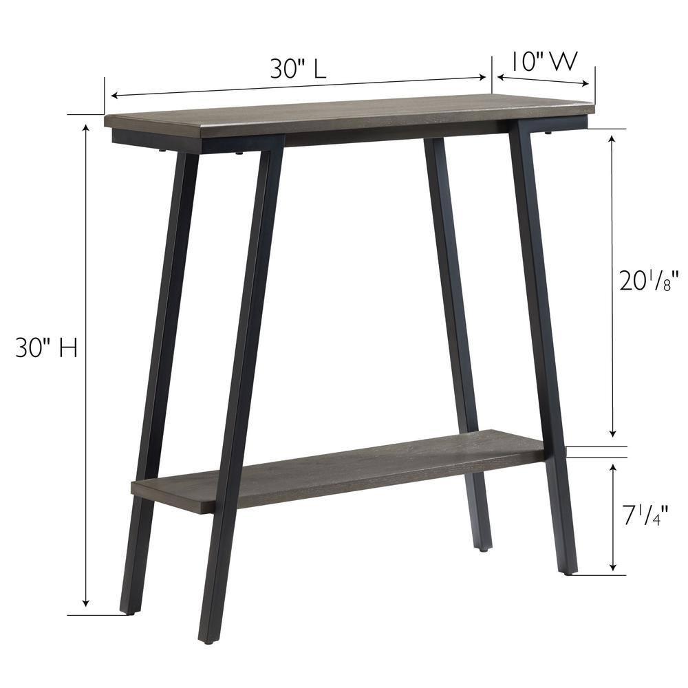Leick Home 214338 Empiria Wood Console Table with Metal Frame for Living Room Entryway Bedroom, Gray