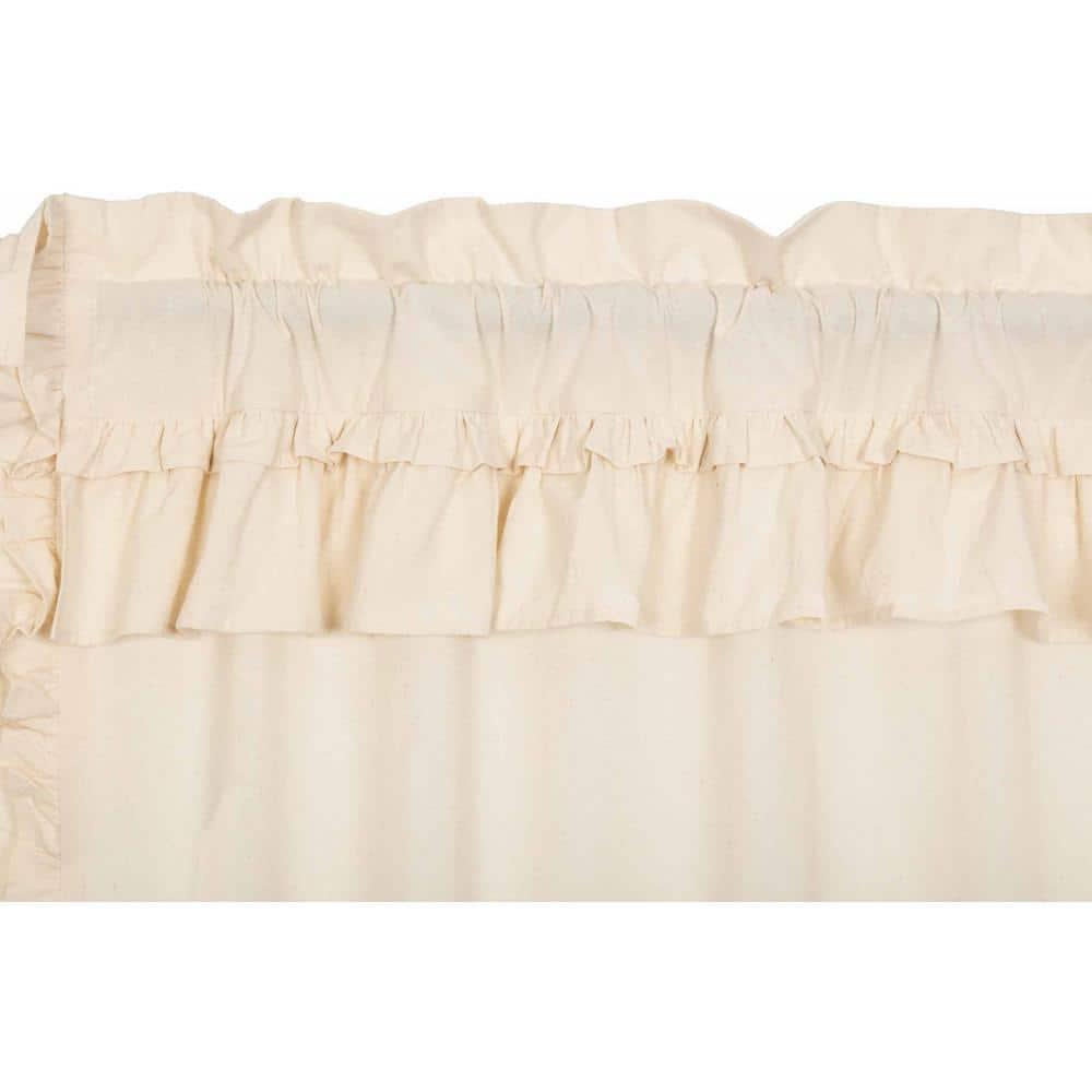 VHC Brands Muslin Ruffled Cortinas de Cocina Estilo Granja de Algodón de Color Sólido con Bolsillo para Barra, Par de Niveles de 36x36, Blanco Crema Natural