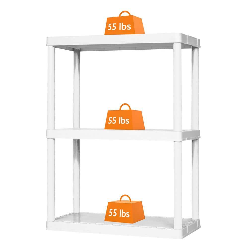 Gracious Living Gracious Living 3 Shelf Fixed Height Solid Light Duty Home Storage Unit