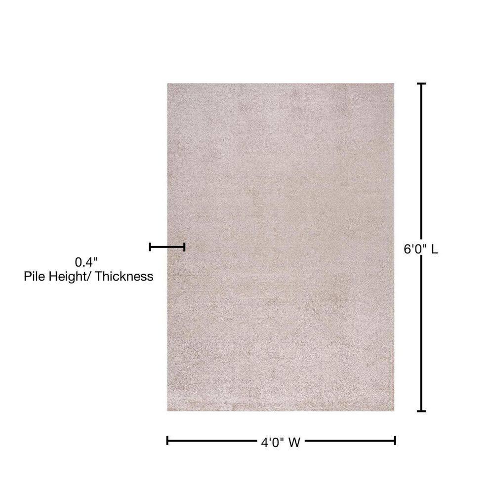 4'x6' Haze Solid Low-Pile Area Rug, Beige - JONATHAN Y