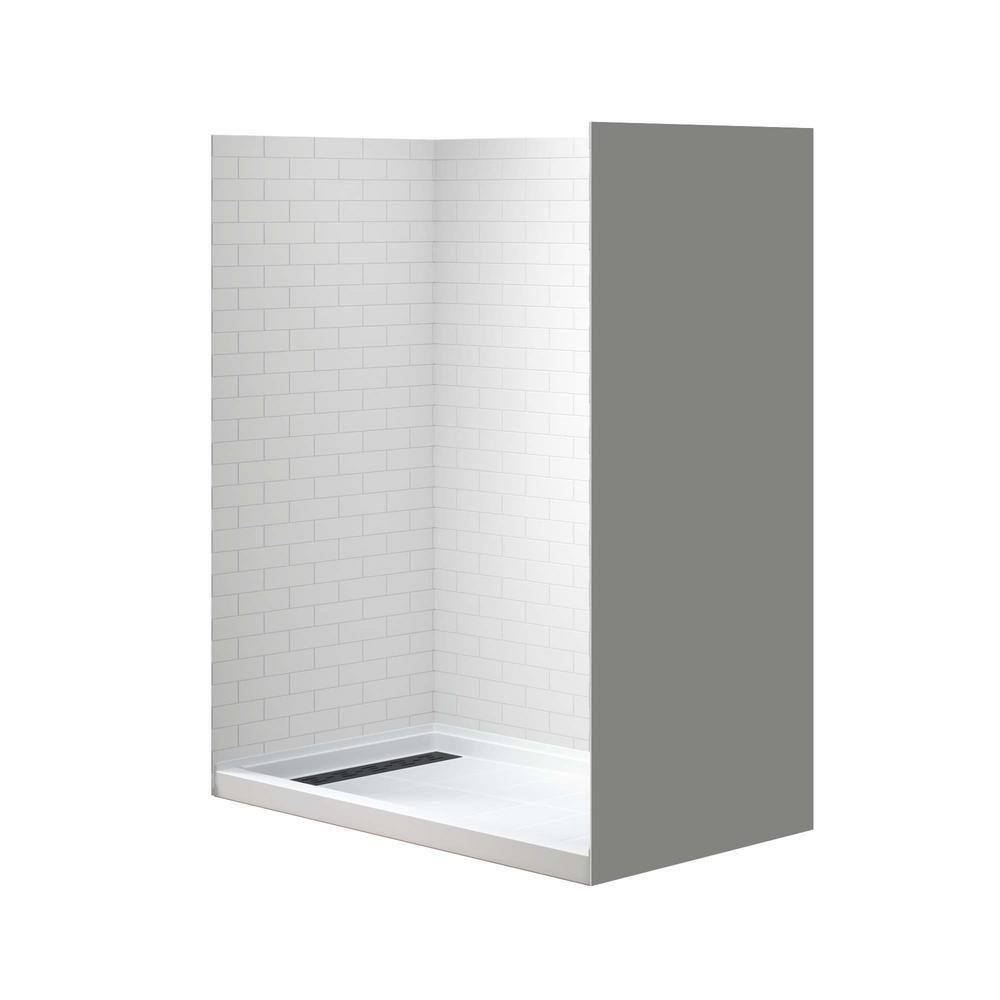 WoodBridge 60'' W 75'' H Framed Rectangle Shower Stall SWP603675-1-SU-H+SBR6036-1000L-MB