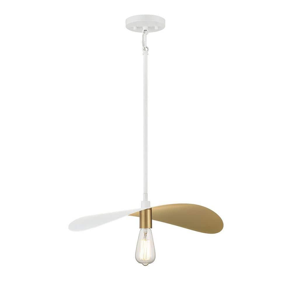 Trade Winds Sophie 1-Light Pendant in White and Painted Gold