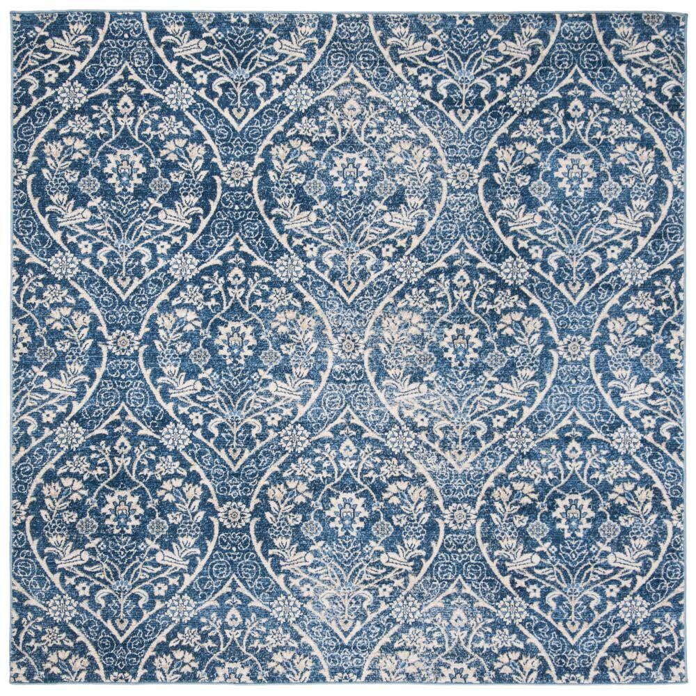Brentwood BNT860 Power Loomed Area Rug - Navy/Light Grey - 5'x5' - Safavieh.