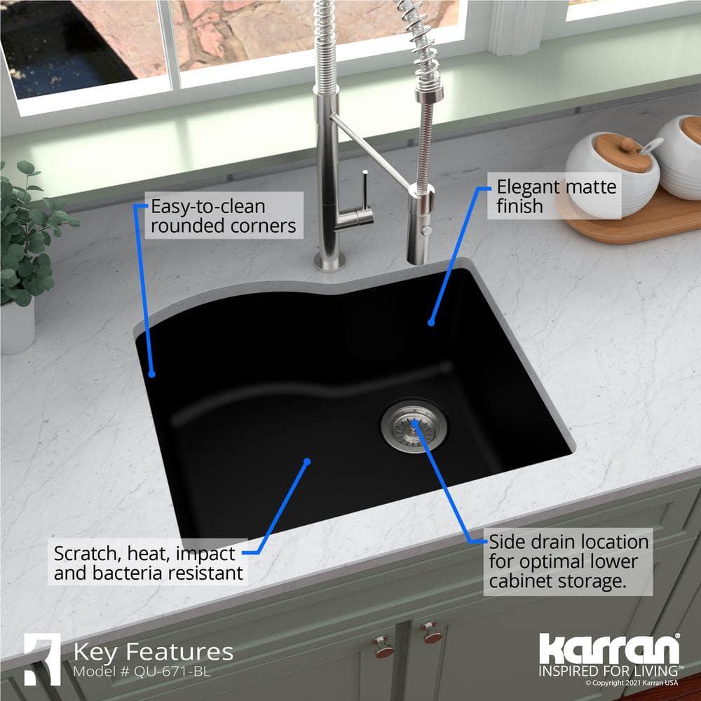 Karran Undermount Quartz Composite 24'' X 20-3/4'' Single Bowl Kitchen Sink