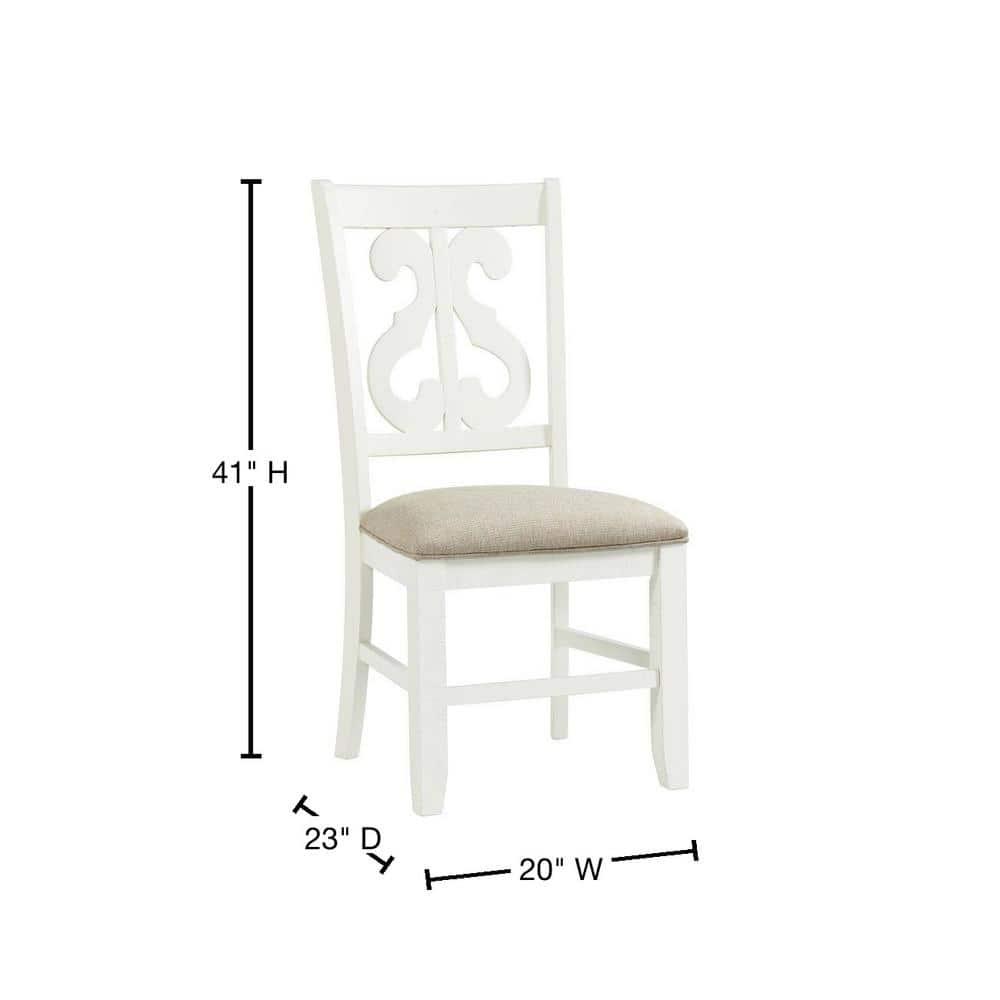 Picket House Furnishings Stanford Wooden Swirl Back Side Chair Set in White