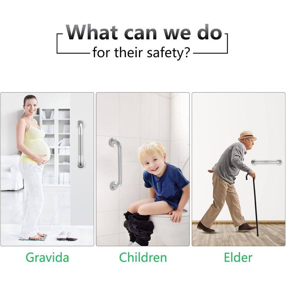 Hodvit 16" Stainless Steel Grab Bars, 2 Pack, Anti Slip Shower Handles for Elderly and Handicap Bathroom Safety, Bathtub Assist