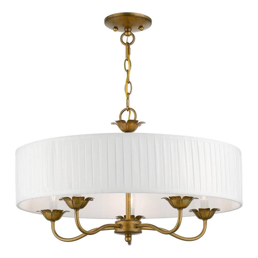 Livex Lighting Edinburgh 5 - Light Pendant in  Antique Gold Leaf