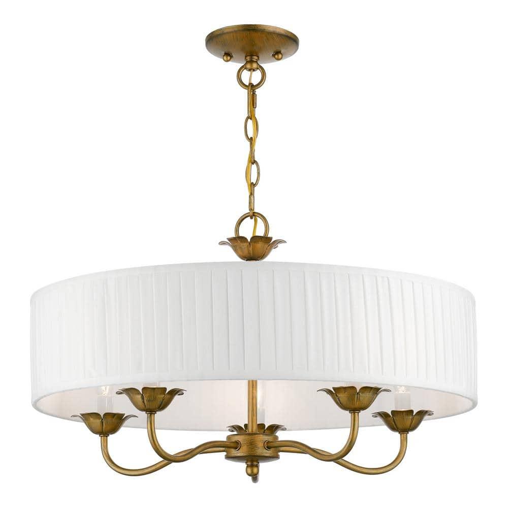 Livex Lighting Edinburgh 5 - Light Pendant in  Antique Gold Leaf