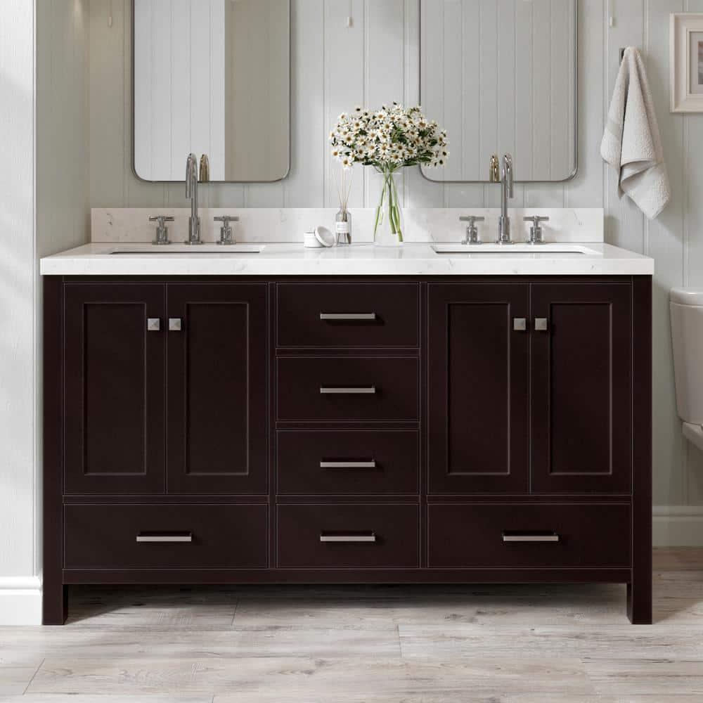 Ariel A061d-Bc Cambridge 60" Double Free Standing Vanity Cabinet Only - Brown