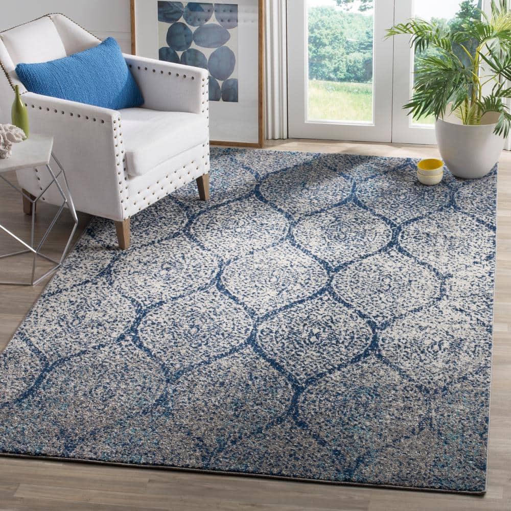 Madison MAD604 Power Loomed Indoor Area Rug - Navy/Silver - 5'3"x7'6" - Safavieh
