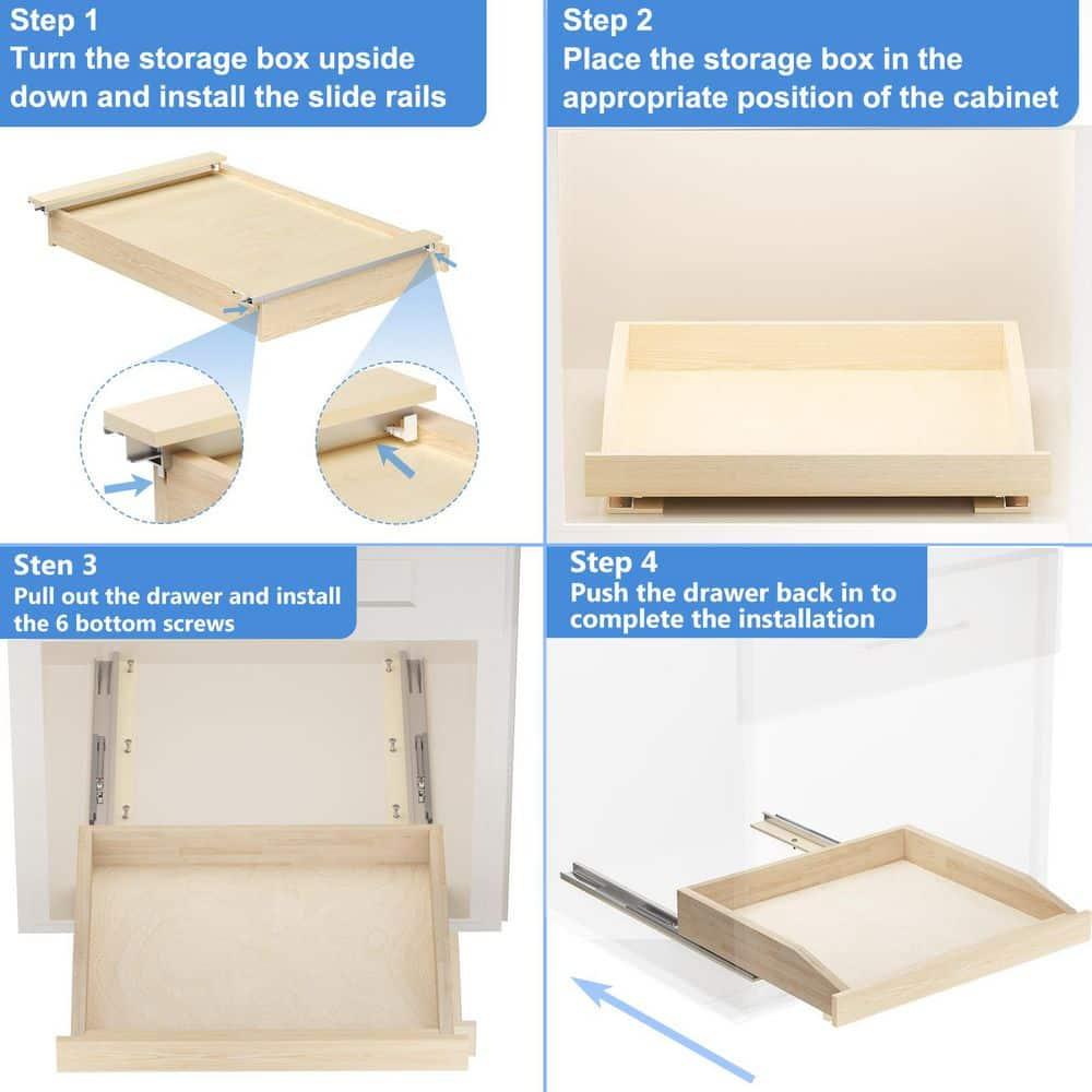 LOVMOR Single Pull Out Cabinet Organizer 25½”W x 21”D, Soft Close Slide Out Drawer Storage Shelves for Kitchen, Wood Cabinet Shelf Pull-Out Organizer Storage for Base Cabinets